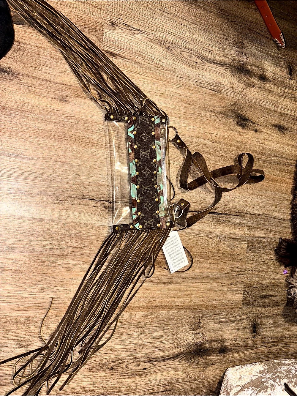 Fringe Crossbody Bag in Brown & Clear NWT